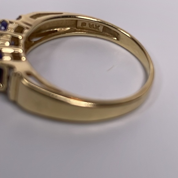 Ring Tanzanite Ring 14Kt Yellow Gold with Single Cut Diamond Accents Ring - Picture 2 of 11